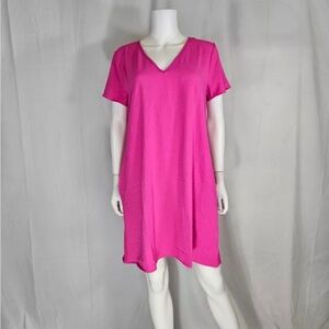 Mittoshop pink Short Sleeve V-Neck With Pockets Dress
